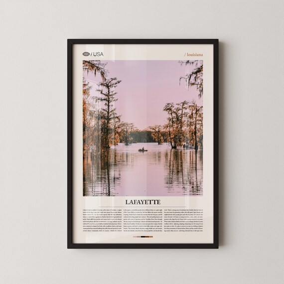 Lafayette Louisiana Cypress Bayou Sunset Travel Photo Poster Art
