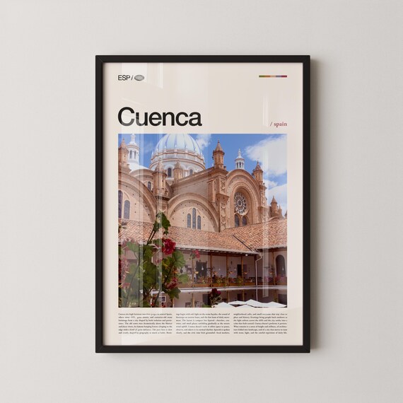 Cuenca Spain Grand Cathedral Dome Framed by Balcony Flowers Poster