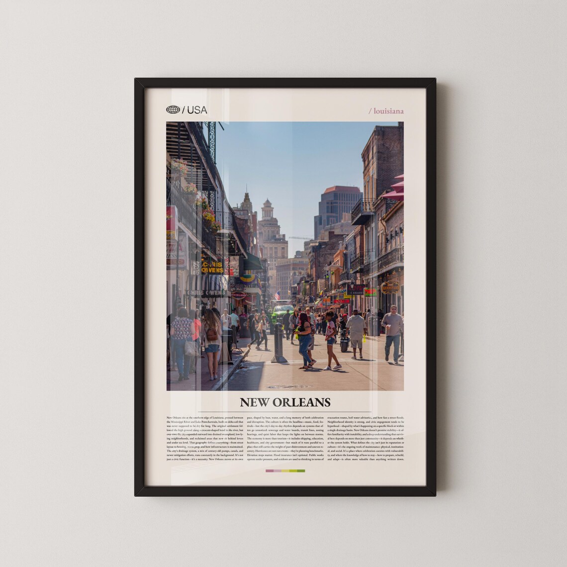 New Orleans French Quarter Street with Balconies Daytime Poster