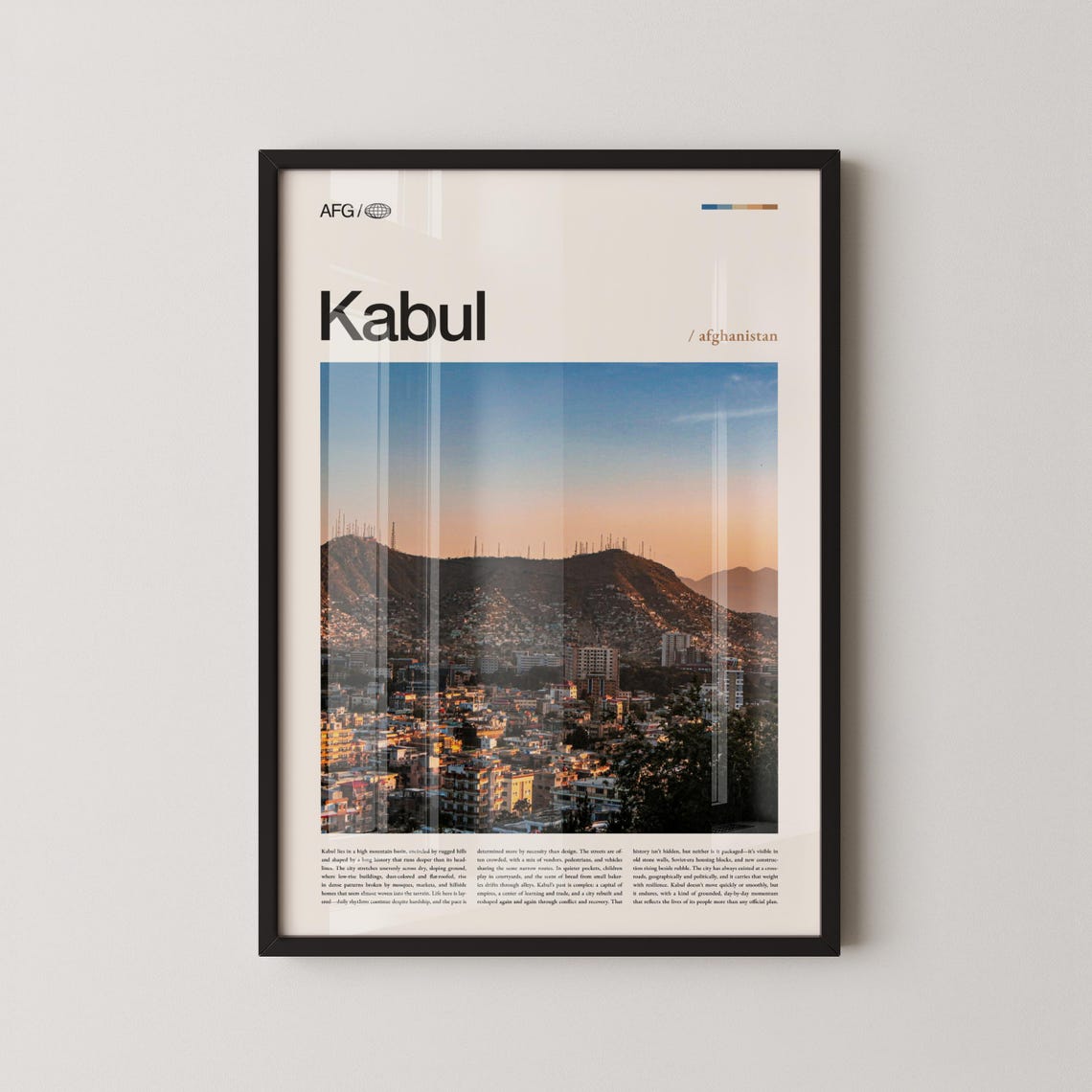Kabul City at Sunset Hills Mountains Afghanistan Photo Poster