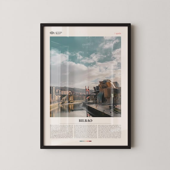 Bilbao Spain Guggenheim Museum River Cityscape Travel Poster