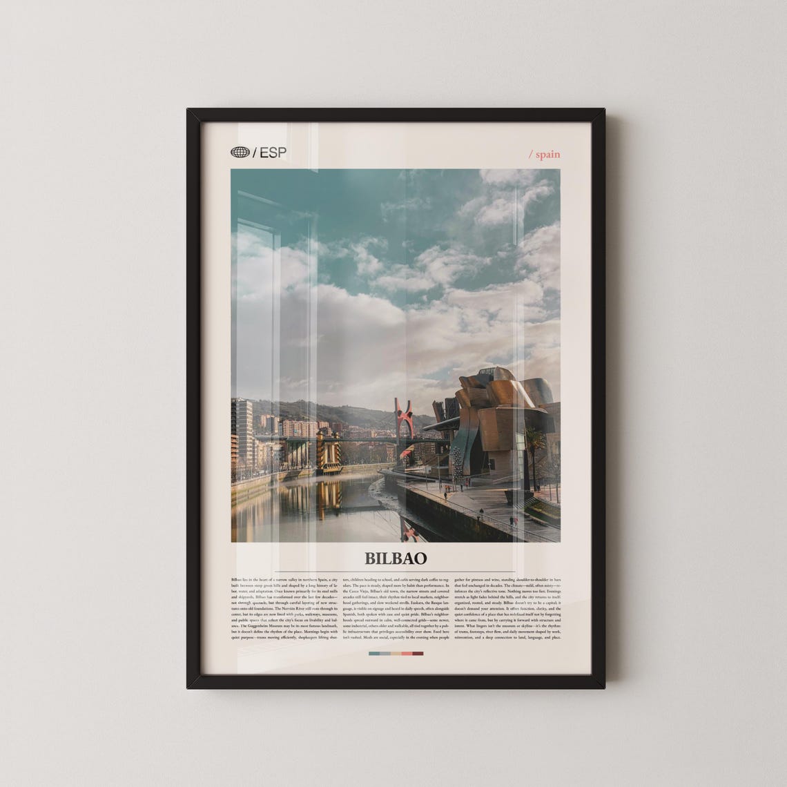 Bilbao Spain Guggenheim Museum River Cityscape Travel Poster