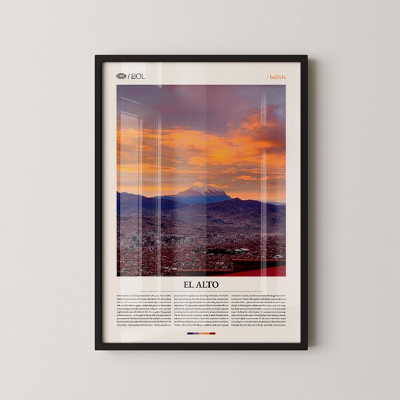 El Alto Bolivia Fiery Sunset Cityscape Editorial Travel Poster