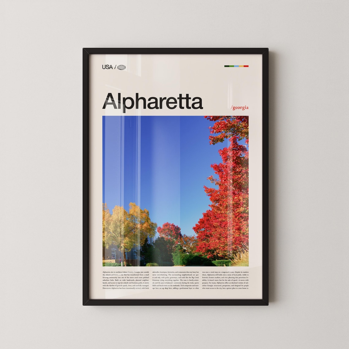 Alpharetta Georgia Autumn Trees Bold Headline Photo City Poster