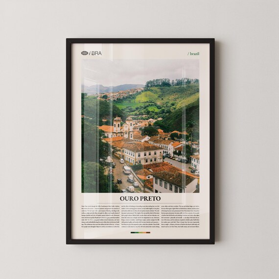 Ouro Preto Print Wall Art Poster Brazil Colonial Architecture Photography Historic Town Decor