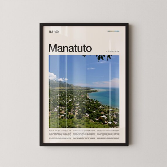 Manatuto Timor-Leste Coastal Town Aerial View Travel Poster Art