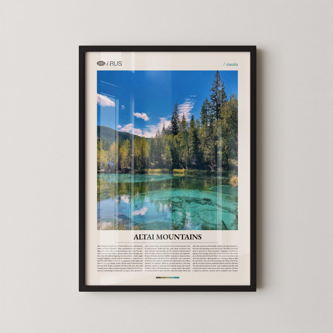Altai Mountains Russia Turquoise Lake Photography Travel Poster
