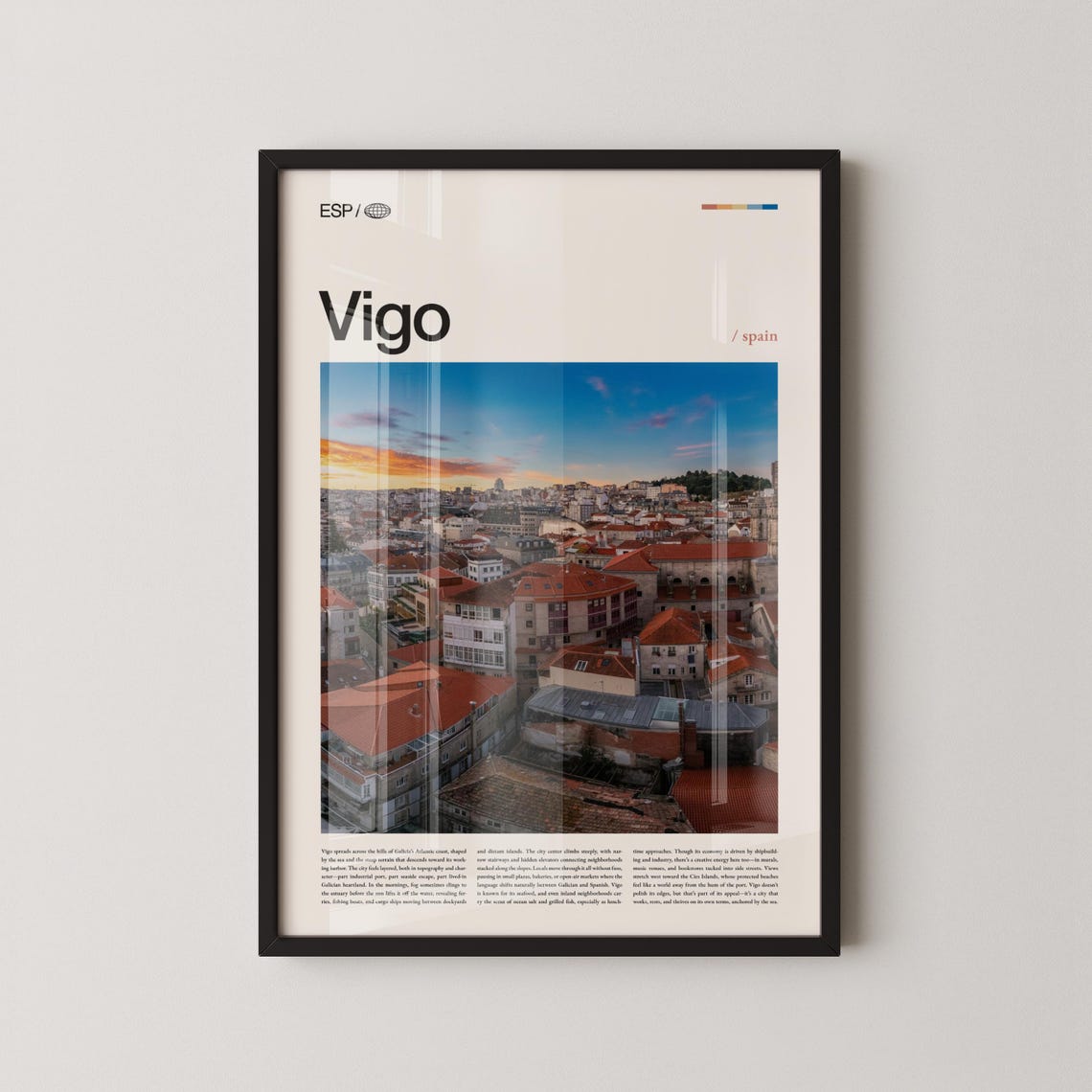 Vigo Terracotta Rooftops Old Town Sunset Spain Cityscape Poster