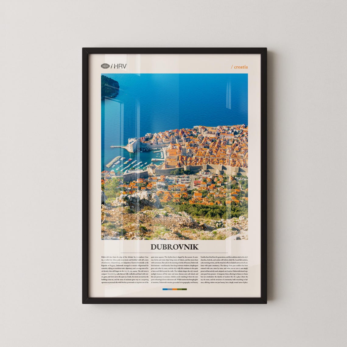 Dubrovnik Croatia Aerial Walled Old Town Adriatic Coast Travel Poster