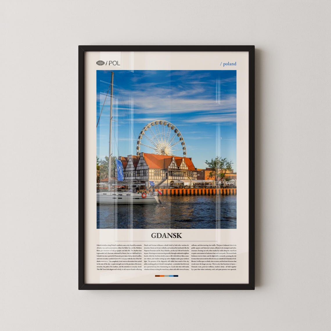 Gdansk Poland Historic Waterfront Ferris Wheel Travel Scene Poster