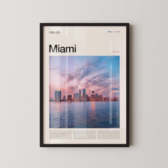 Miami Print Florida Wall Art Poster Photo South Beach Ocean Drive Wynwood Walls Biscayne Bay Little Havana