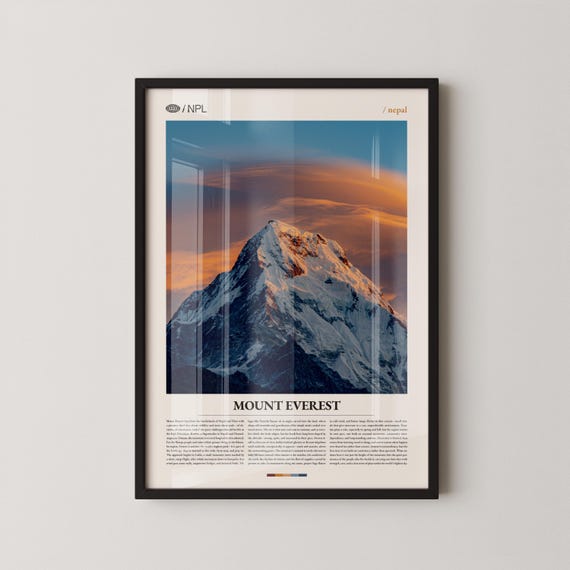 Mount Everest Wall Art Majestic Himalayan Landscape Print Poster Scenic Mountain Photography Nature Decor