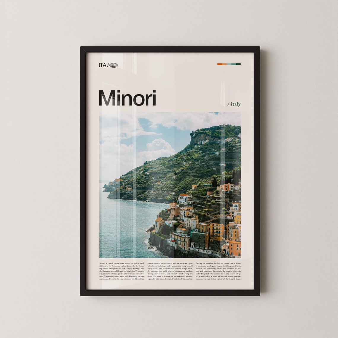Minori Italy Amalfi Coast Cliffside Fishing Town Photography Poster
