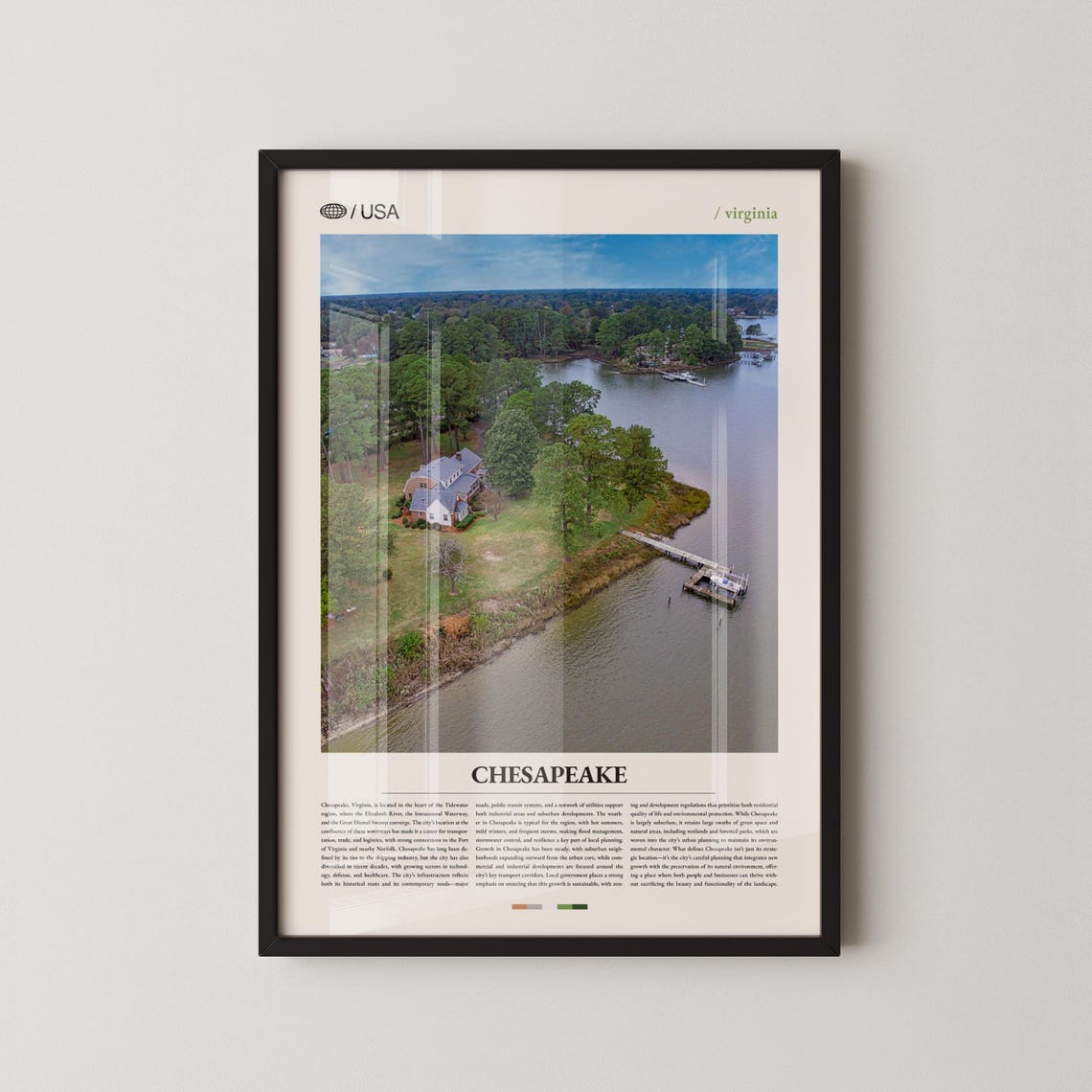Chesapeake Virginia Aerial Waterfront Home River Travel Photo Poster