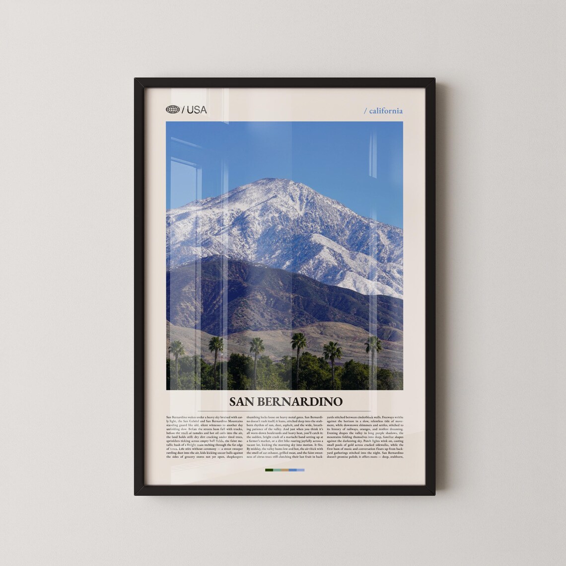 San Bernardino Snowy Mountain View California Photo Art Poster