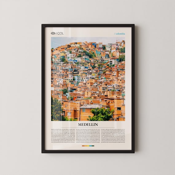Medellin Colombia Colorful Hillside Barrio Photography Poster
