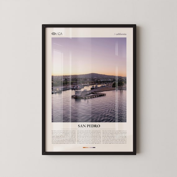 San Pedro California Sunset Harbor Editorial Travel Photo Poster