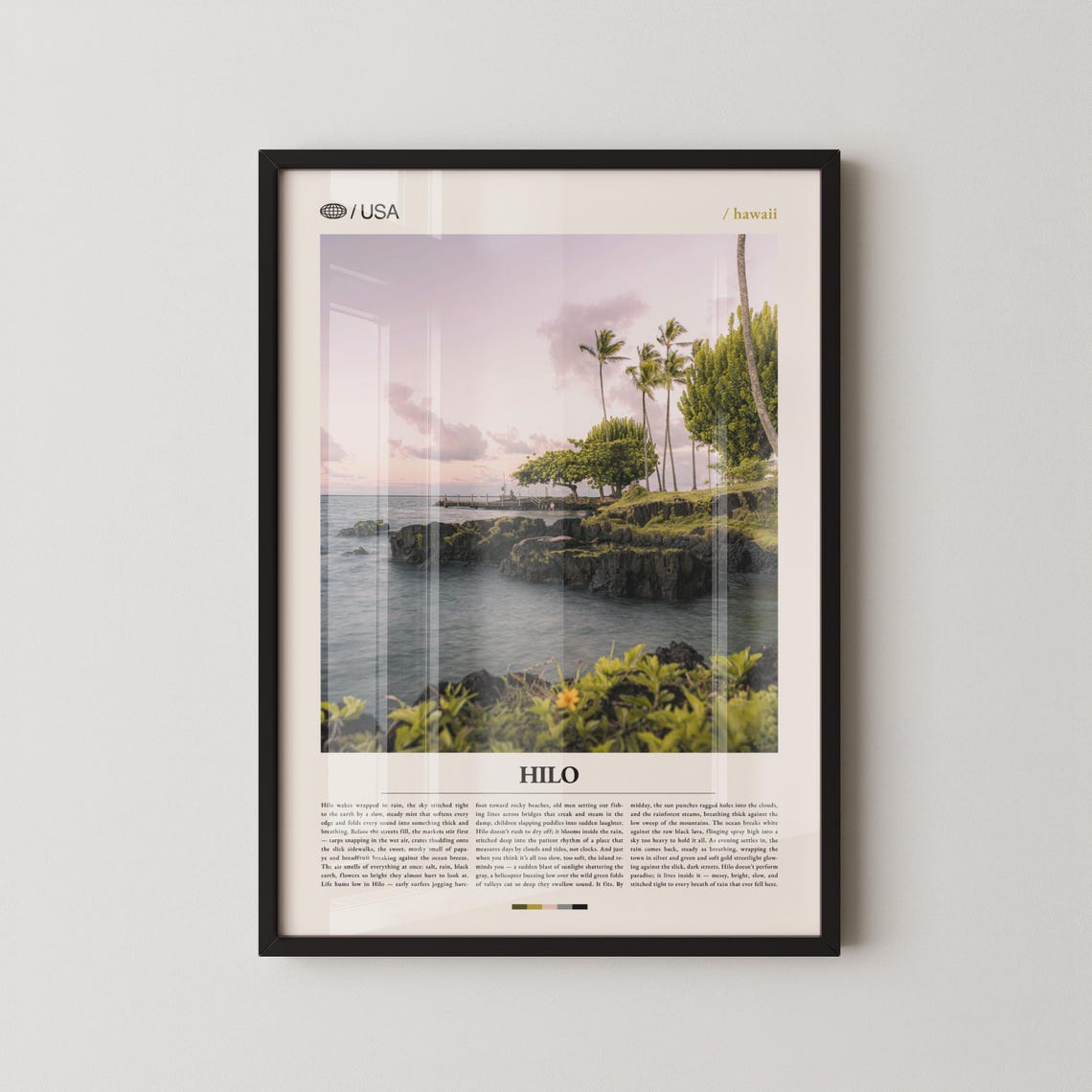 Hilo Hawaii Tropical Coast At Dusk Modern Photo Travel Poster