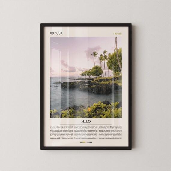 Hilo Hawaii Tropical Coast At Dusk Modern Photo Travel Poster