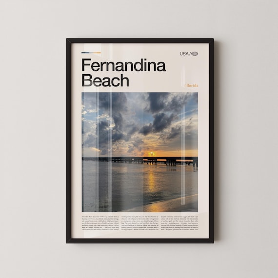 Fernandina Beach Florida Sunrise Golden Water Pier Photo Poster