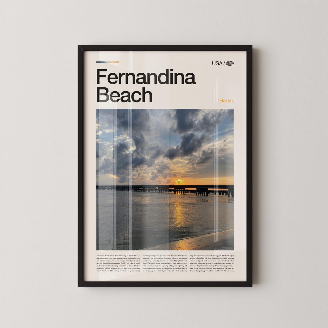 Fernandina Beach Florida Sunrise Golden Water Pier Photo Poster