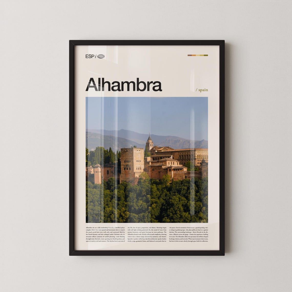 Alhambra Spain Hilltop Fortress Palace Granada View Travel Poster