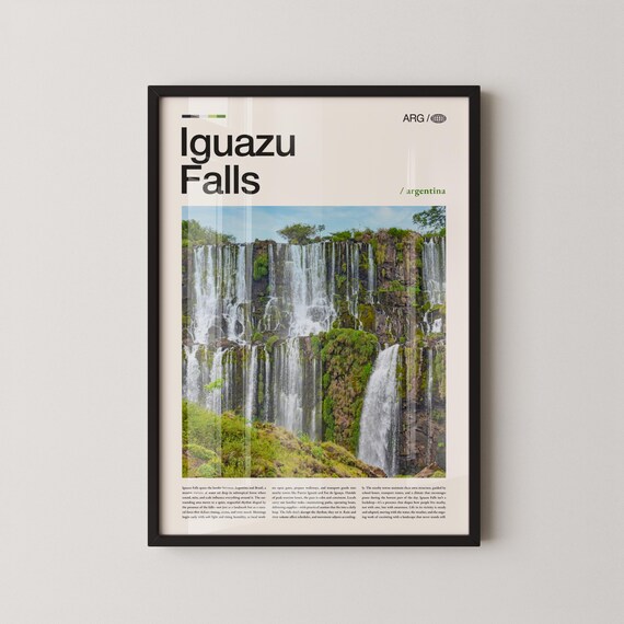 Iguazu Falls Argentina Waterfall Nature Photo Travel Poster Art