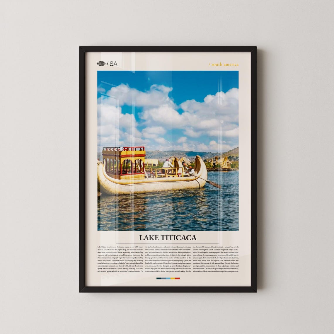 Lake Titicaca Uros Reed Boat Andean Lake Travel Poster Artwork