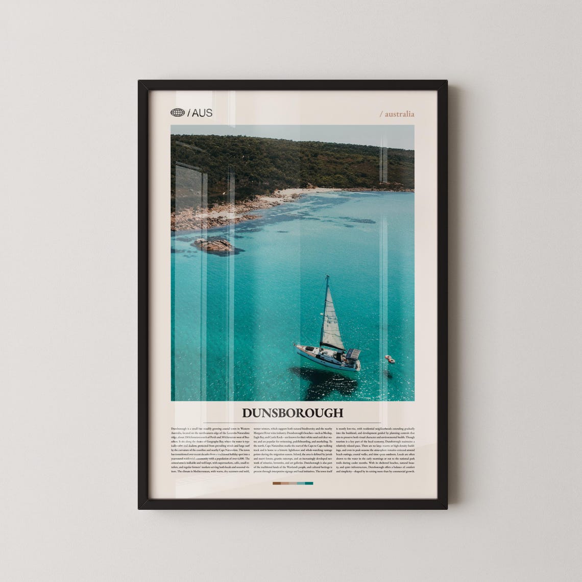 Dunsborough Western Australia Turquoise Bay Sailboat Travel Poster
