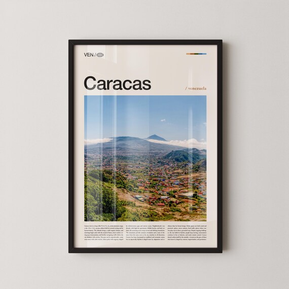 Caracas Venezuela Mountain Valley City Panorama Travel Poster Art