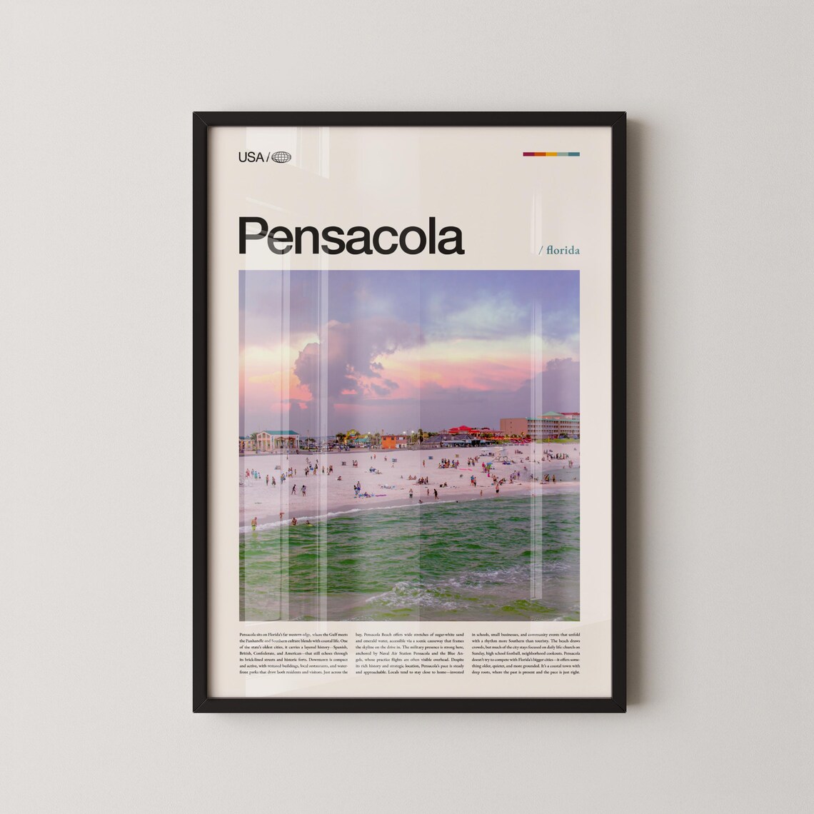 Pensacola Florida Travel Poster, Historic Downtown