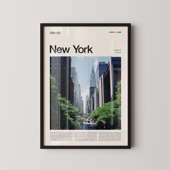 New York Chrysler Building Avenue Green Trees Photo Travel Poster