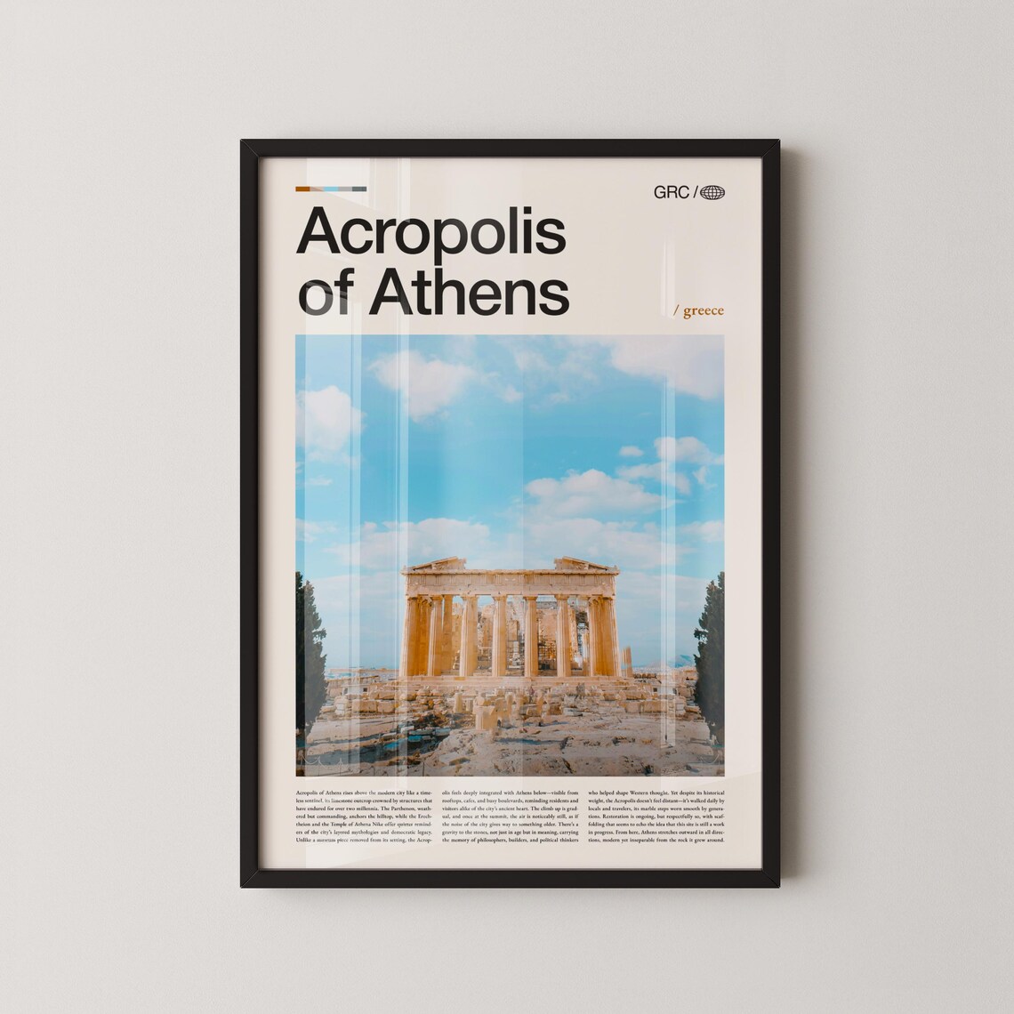Acropolis of Athens Greece Parthenon Editorial Photo Travel Poster