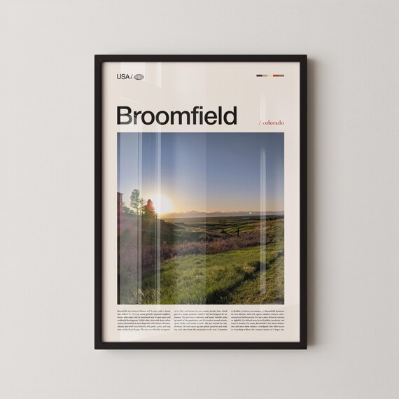 Broomfield Colorado Sunset Field Minimal Editorial Travel Poster
