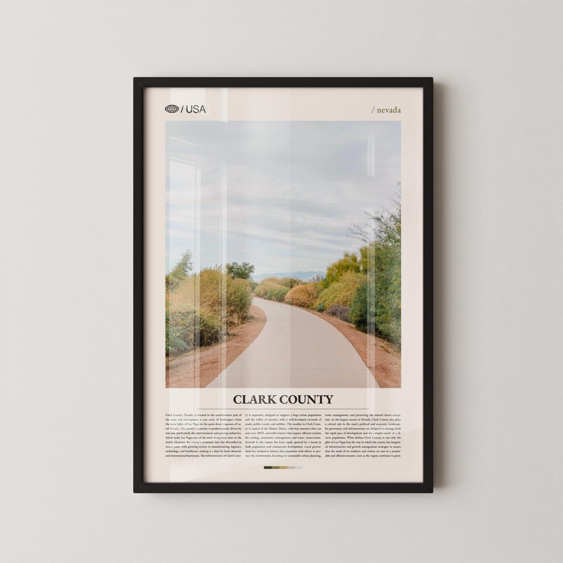 Clark County Nevada Mojave Desert Winding Road Photo Travel Poster