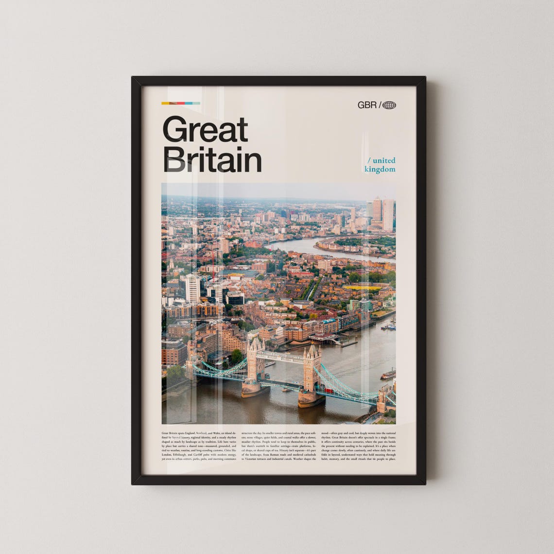Great Britain London Tower Bridge River Aerial Photo Travel Poster