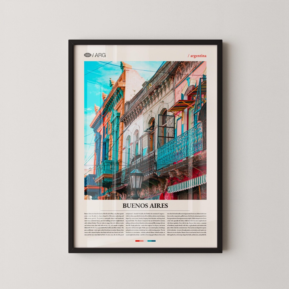 Buenos Aires Argentina Colorful Street Buildings Travel Poster