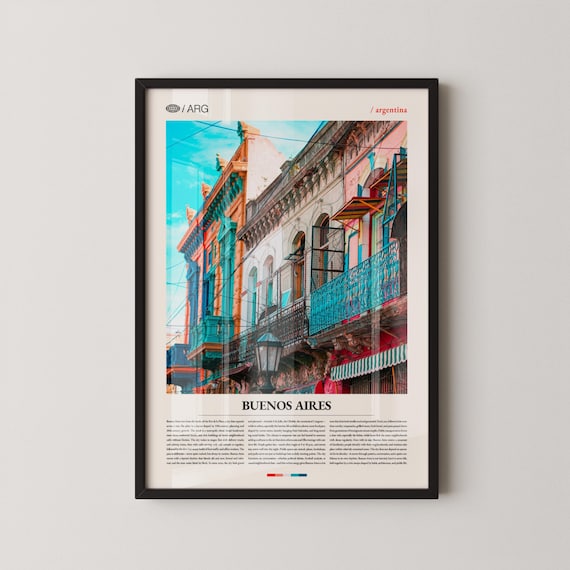 Buenos Aires Argentina Colorful Street Buildings Travel Poster