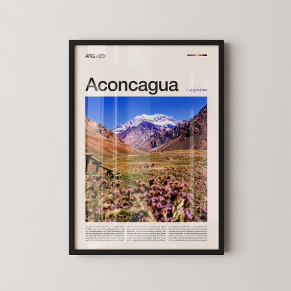 Aconcagua Print Wall Art Poster Photography South Mountain Peaks Andes Decor