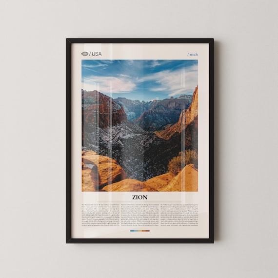 Zion National Park Glowing Red Canyons At Sunset Travel Poster