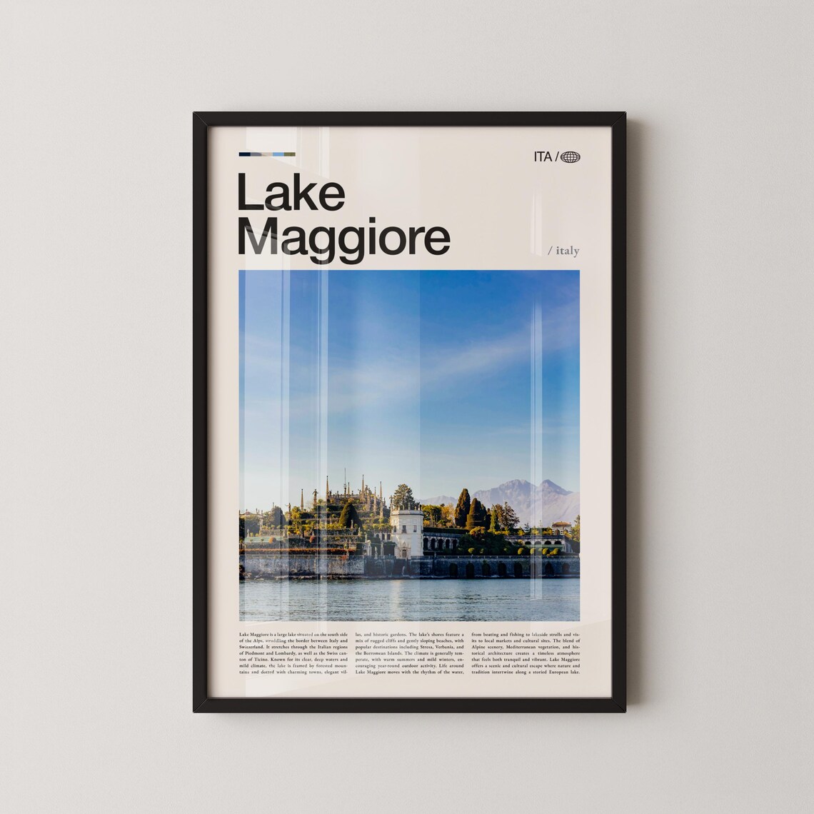 Lake Maggiore Italy Poster Borromean Island Palazzo Minimalist Travel