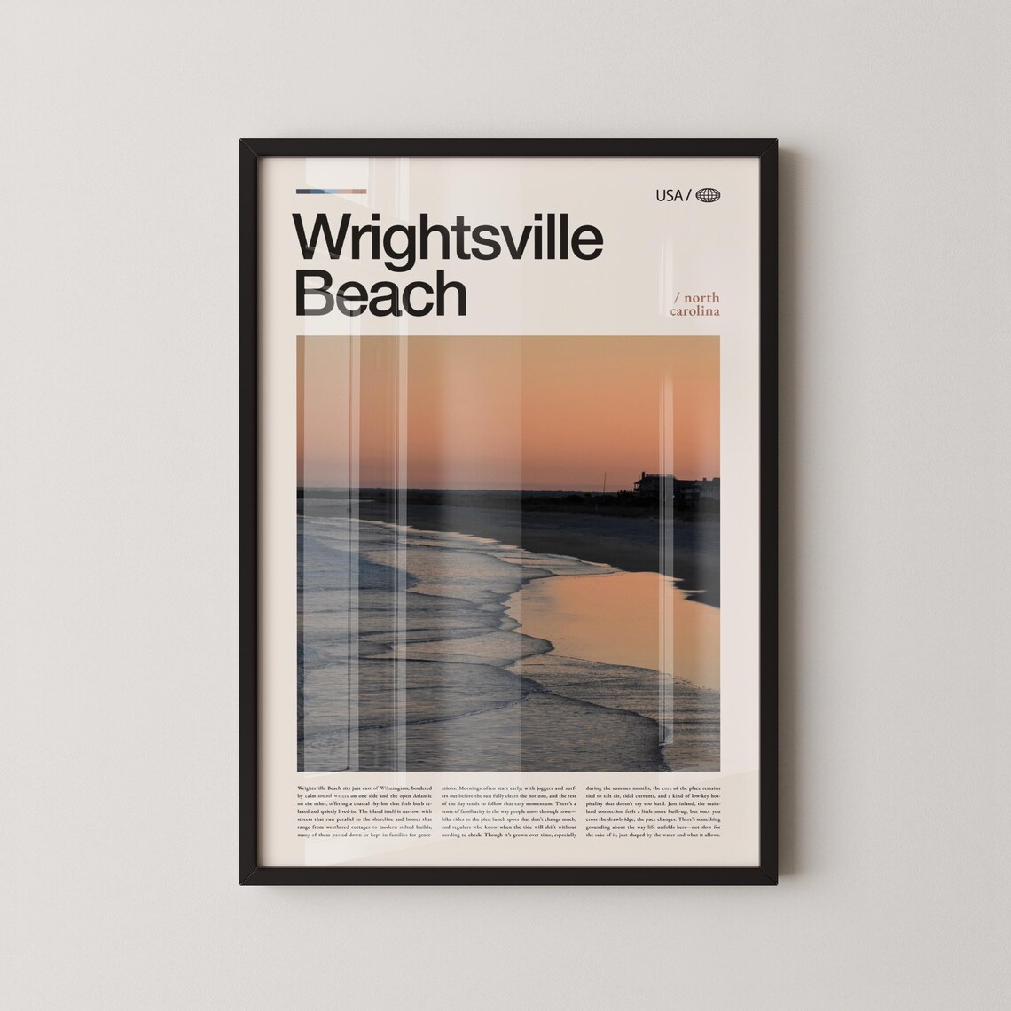 Wrightsville Beach Sunset Shoreline North Carolina Coastal Photo Poster