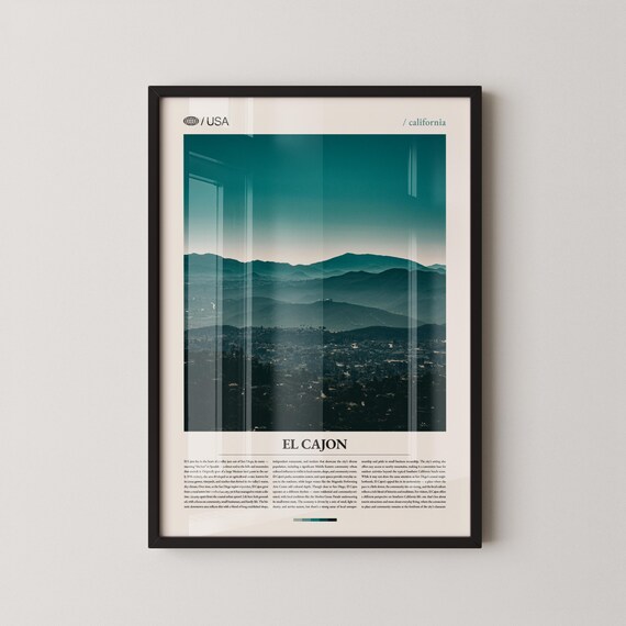 El Cajon California Teal Mountain Valley Dusk Cityscape Poster