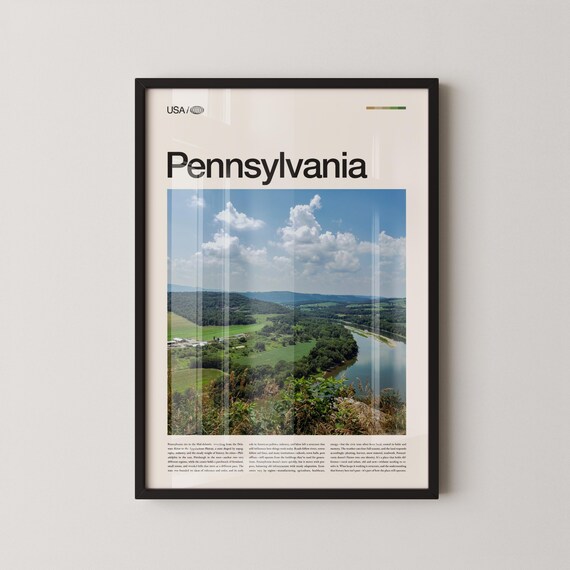 Pennsylvania Green River Valley Bold Title Summer Travel Poster