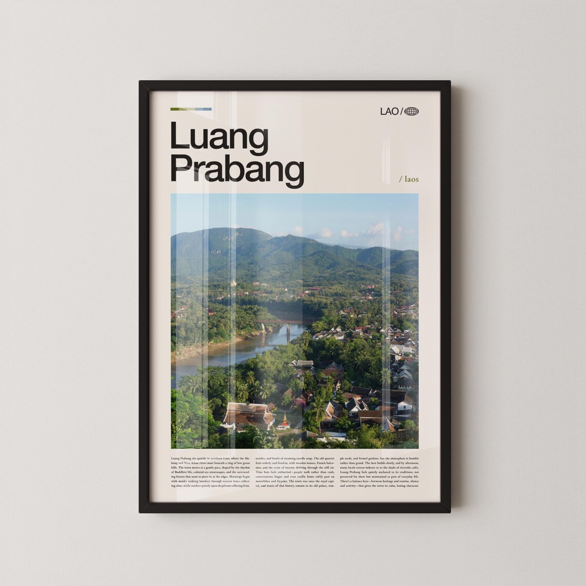 Luang Prabang Laos Mekong River Town Aerial Photography Poster