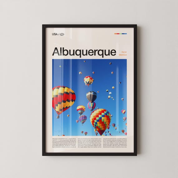 Albuquerque Print New Mexico Wall Art Poster Photo Sandia Mountains Old Town Balloon Fiesta Decor