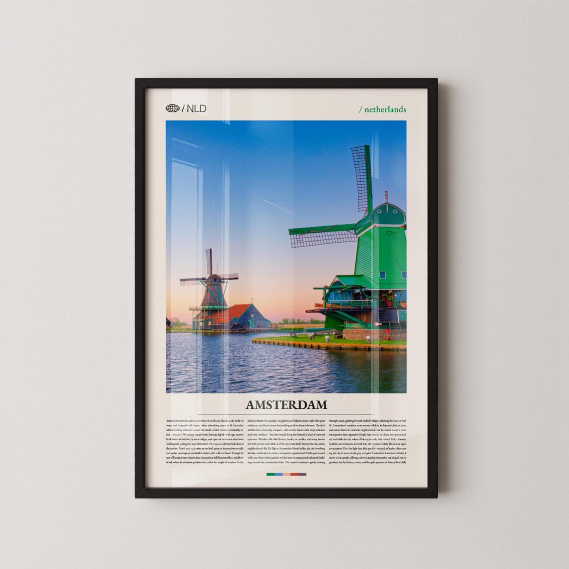 Amsterdam Windmills Photography Netherlands Travel Decor Poster