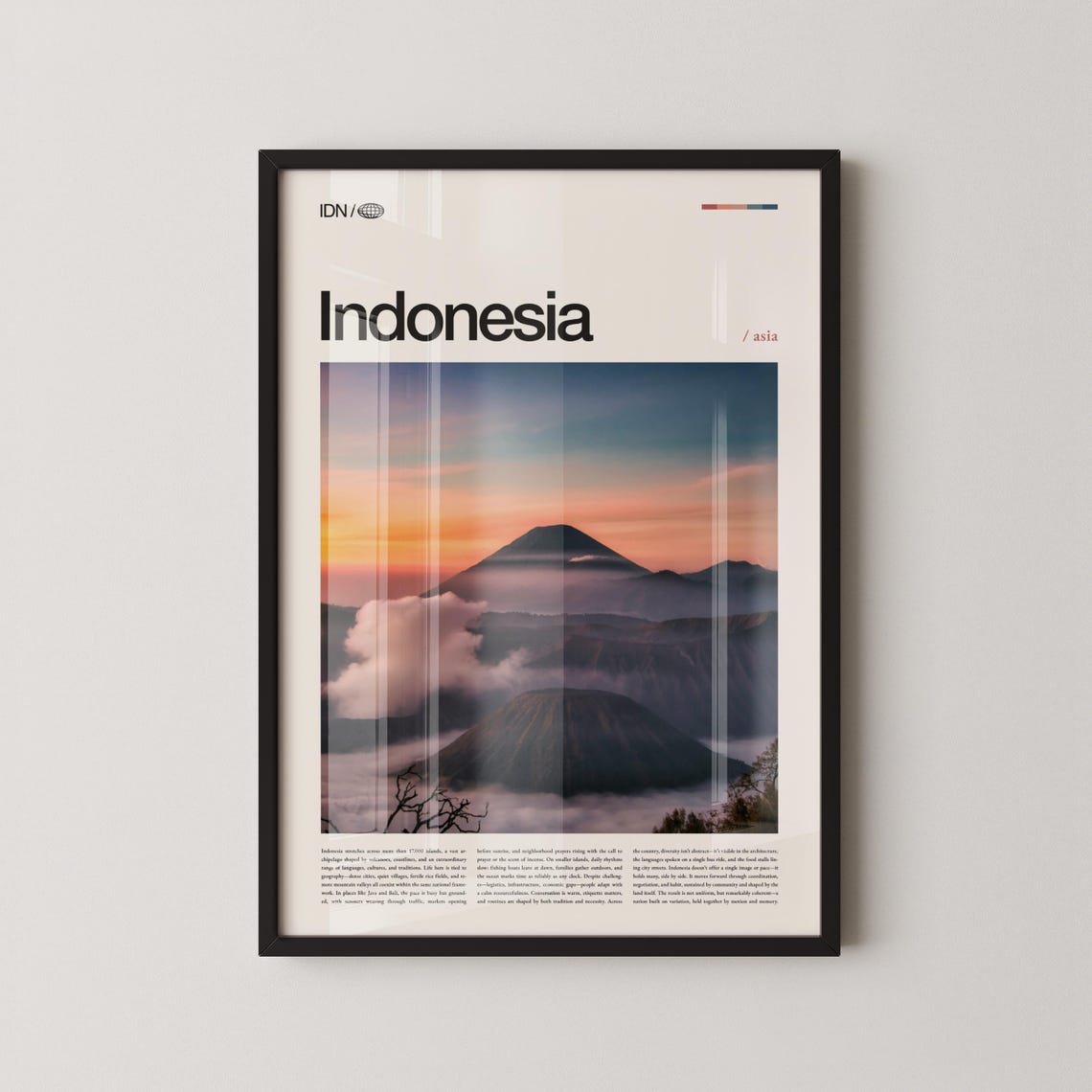 Indonesia Volcanic Peak Glowing Sunrise Above Clouds Sky Poster