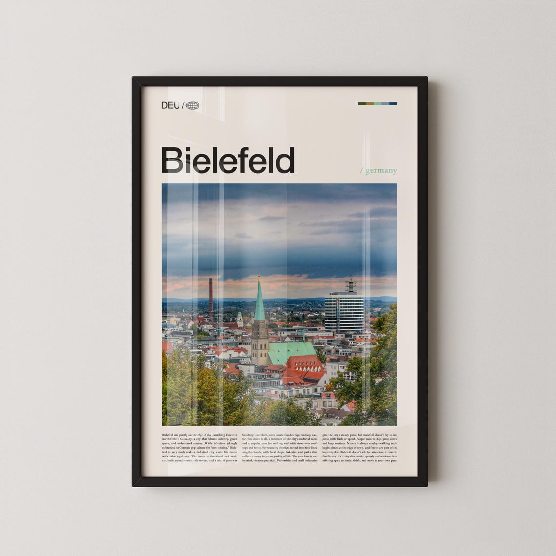 Bielefeld Germany Old Town Church Towers Photo Travel Poster