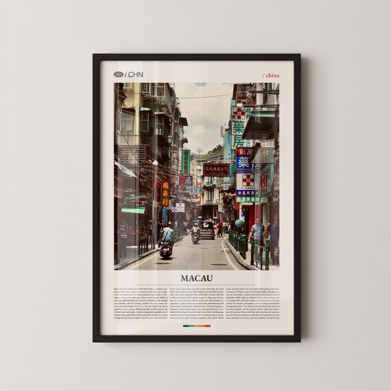 Macau Old Town Street Chinese Neon Signs Photography Poster Art